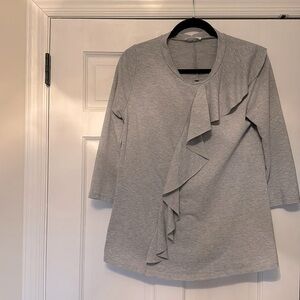 Grey tunic with ruffle, 3/4 sleeve
